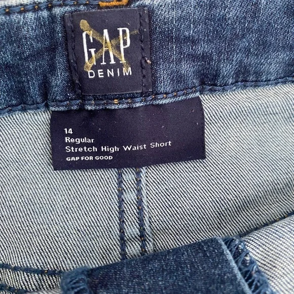 GAP Denim High-Waisted Kids stretch Shorts - Size 14 - Picture 2 of 5